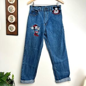 1992 Vintage Disney Mickey & Minnie Patch High Rise Straight Leg Jeans Medium